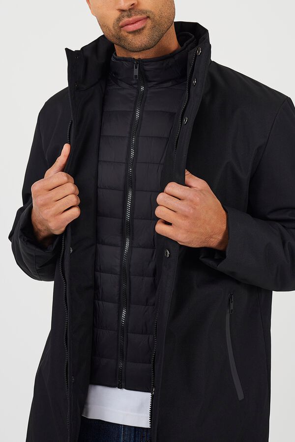 Brave Soul Long zip fastening parka black