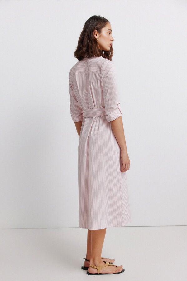Springfield Shirt midi dress pink