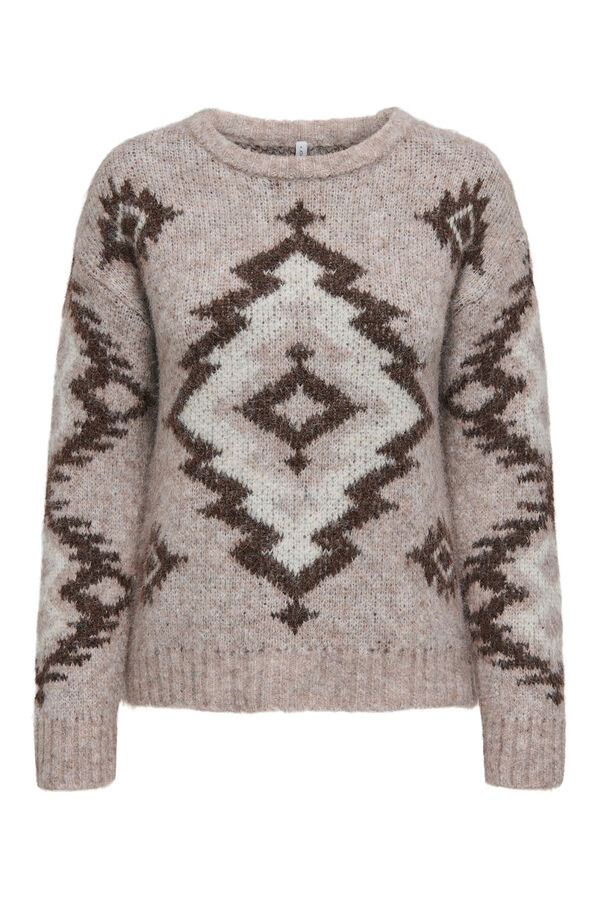 Only Jacquard -Pullover mit Rundhalsausschnitt Nude
