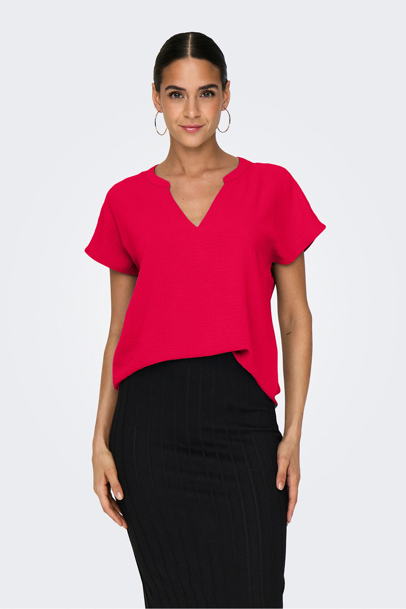 JDY Blusa manga corta lino