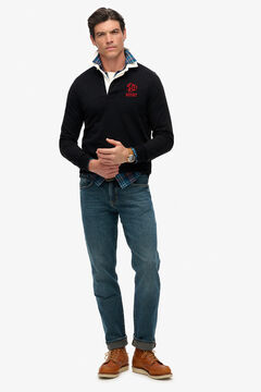 Superdry Polo cuello tipo rugby azul