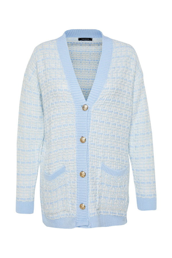 Trendyol Cardigan with buttons and V-neck blue