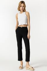 Springfield Belted high-rise trousers crna