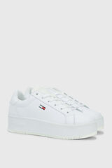 Springfield Tommy Jeans logo flatform trainers. white