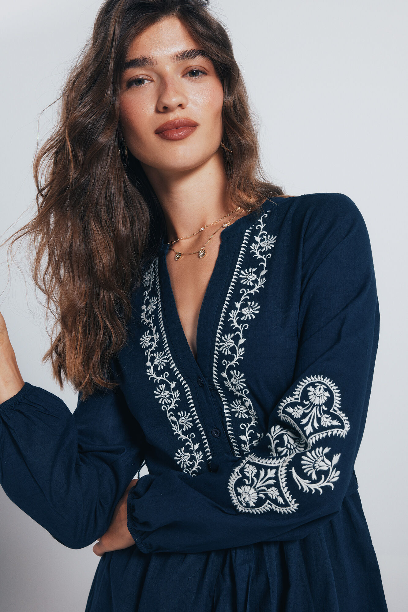 Springfield Short embroidered shirt dress