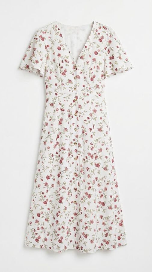Springfield Vestido midi estampado floral blanco