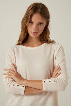 Springfield Two-material T-shirt with buttoned cuffs pink