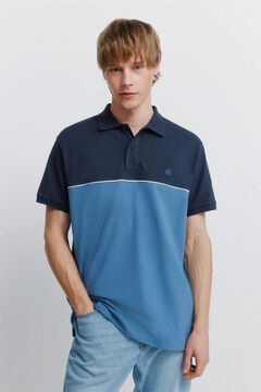 Springfield Colour block sport polo shirt blue
