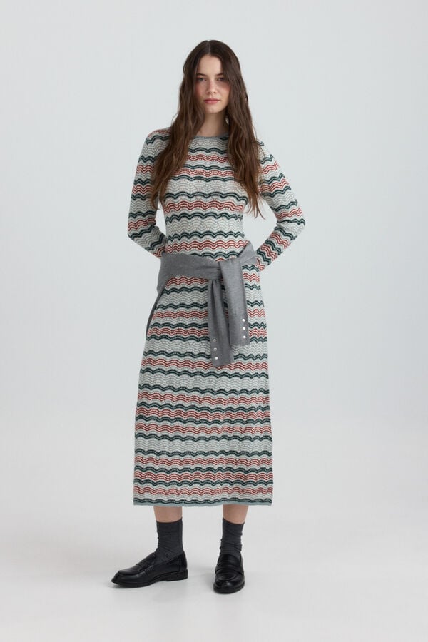 Springfield Midi dress with waves green