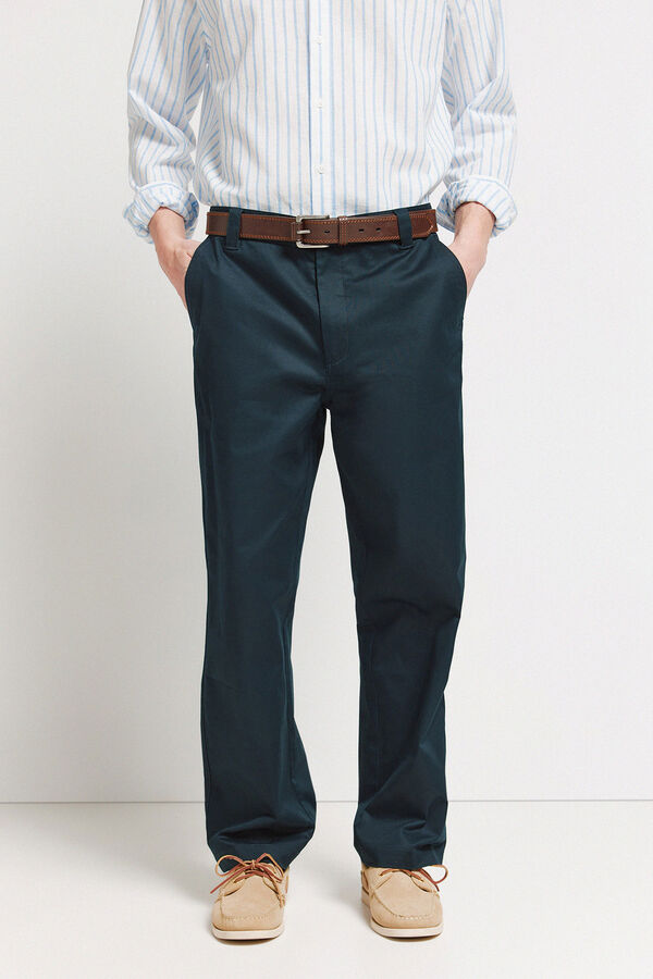Springfield Straight relaxed fit trousers blue