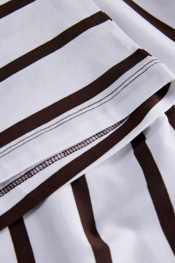 Jack & Jones Camiseta rayas cuello pico marr&oacute;n