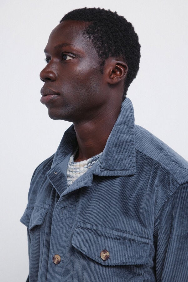 Springfield Surchemise en velours côtelé côtelé bleu