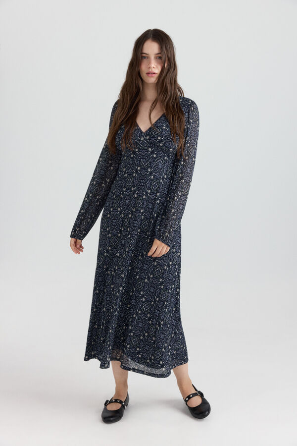 Springfield Boho midi haljina sa printom Plava