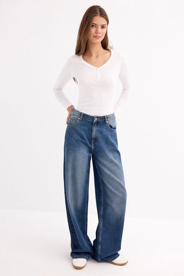 Inside T-shirt com gola padeiro branco