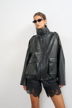 Topshop Cazadora bomber efecto piel