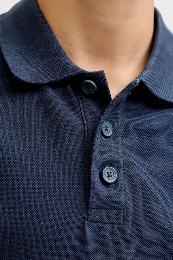 Jack & Jones Junior Plain cotton regular fit polo shirt blue