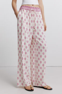 Springfield Printed rustic drawstring trousers
