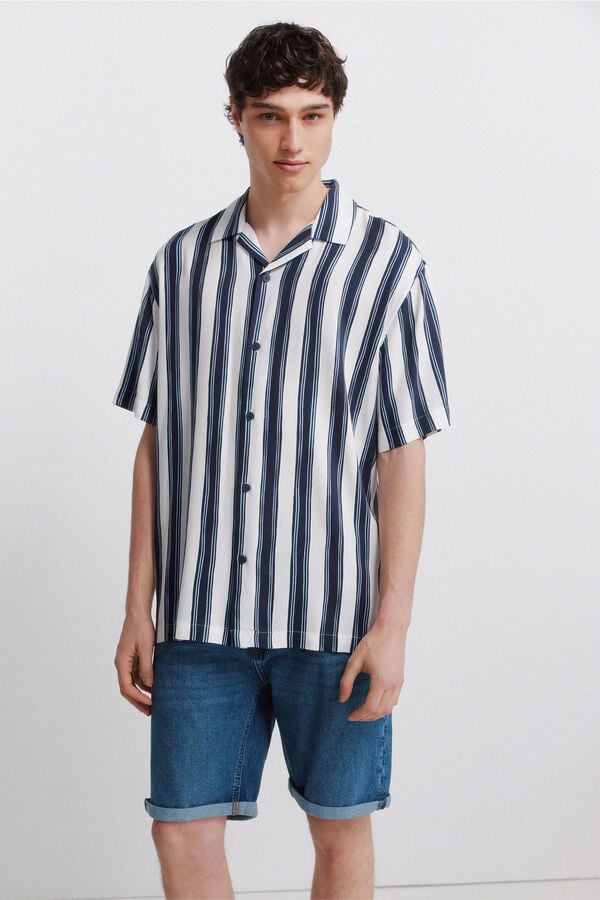 Springfield Basic slim fit denim Bermuda shorts blue