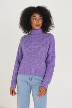 Springfield Cross-knit turtleneck jumper purple