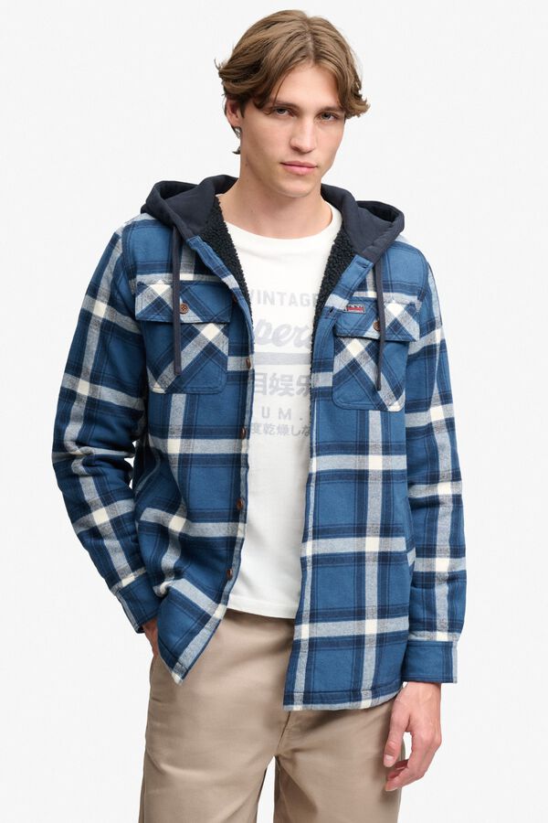 Superdry Plaid hooded overshirt printed