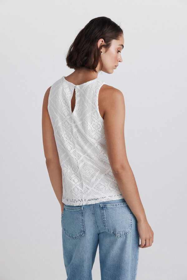 Springfield Crochet sleeveless T-shirt printed