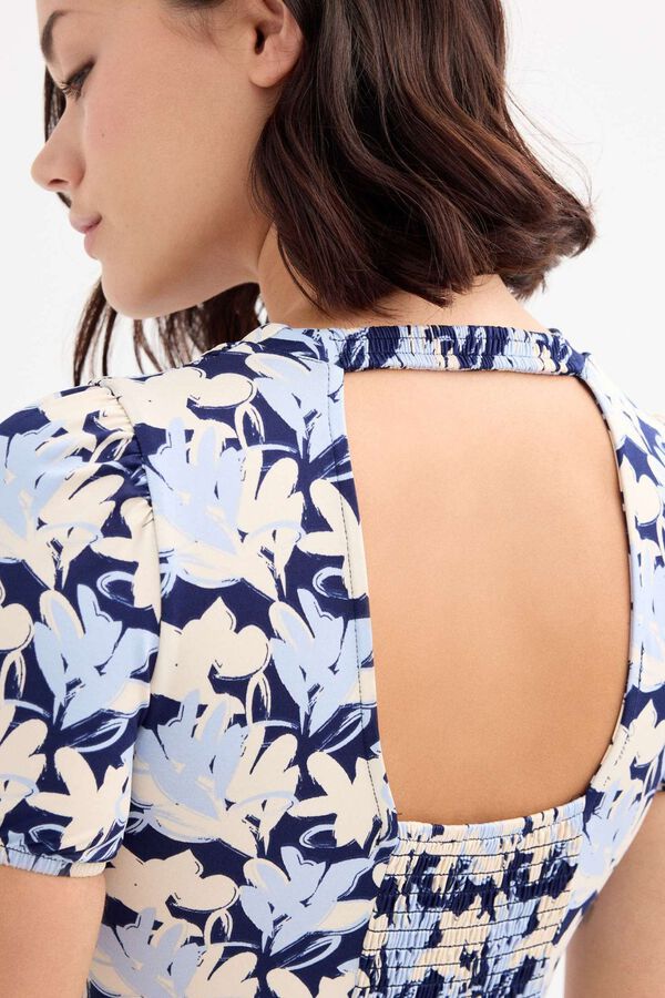 Inside Printed long dress blue