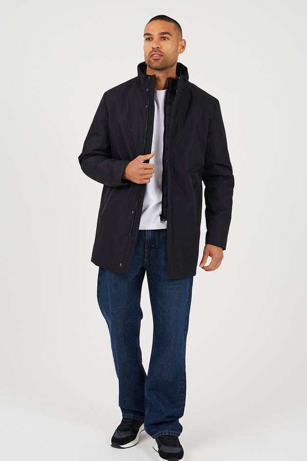 Brave Soul Long zip fastening parka black