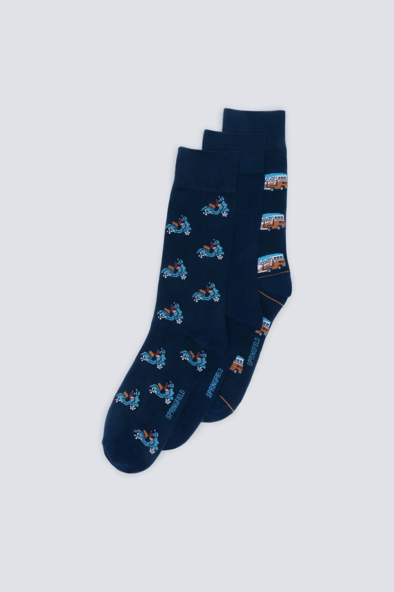 Springfield Pack 3 calcetines rayas y vespas