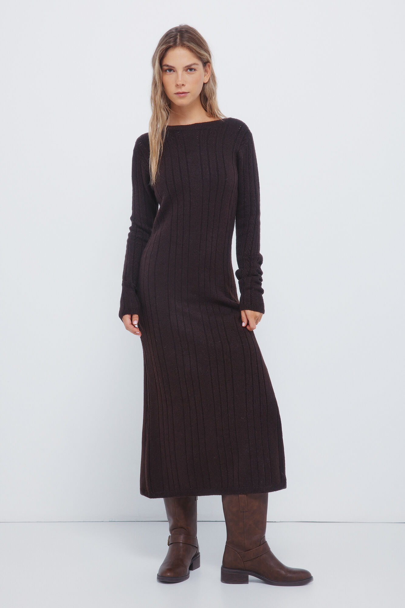 Springfield Vestido midi de malha Pointelle