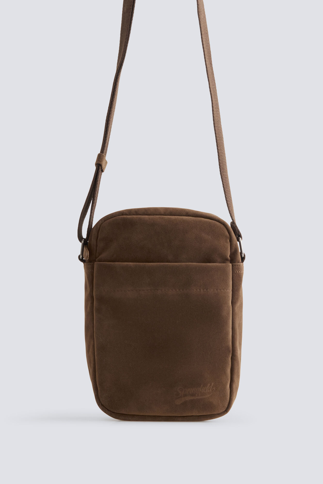 Springfield Brown faux suede medium crossbody bag