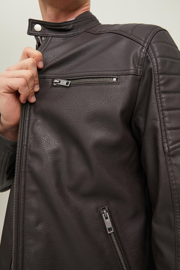 Springfield Faux leather biker jacket smeđa