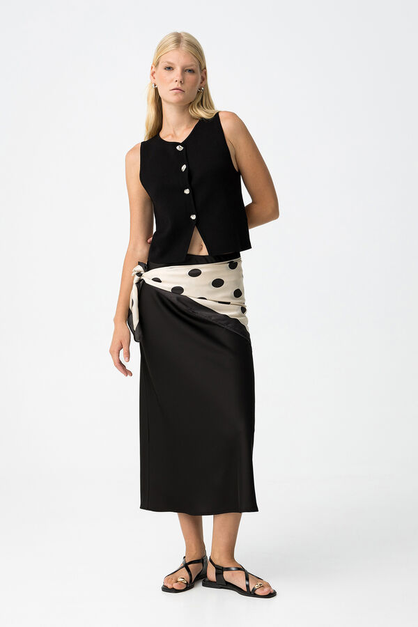 Tiffosi Skirt Midi Satin-Finish Crna