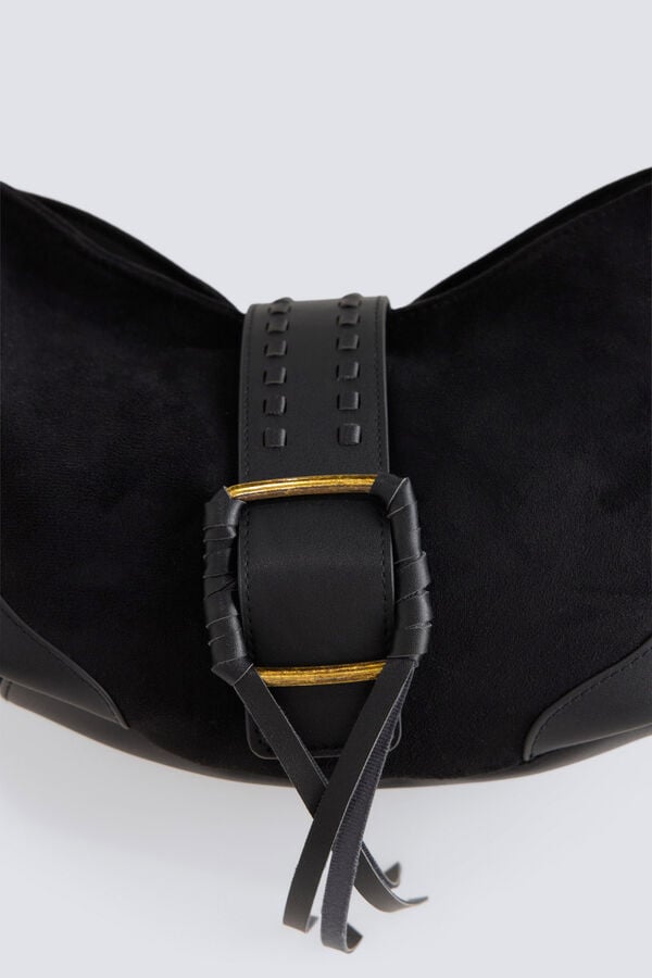 Springfield Faux suede crossbody black