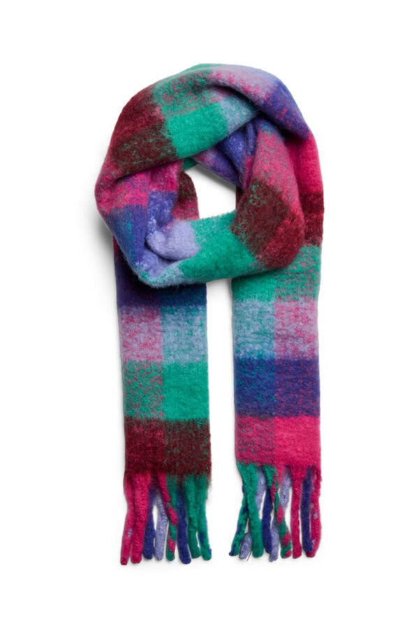 Pieces Cachecol longo xadrez macio com franjas azul