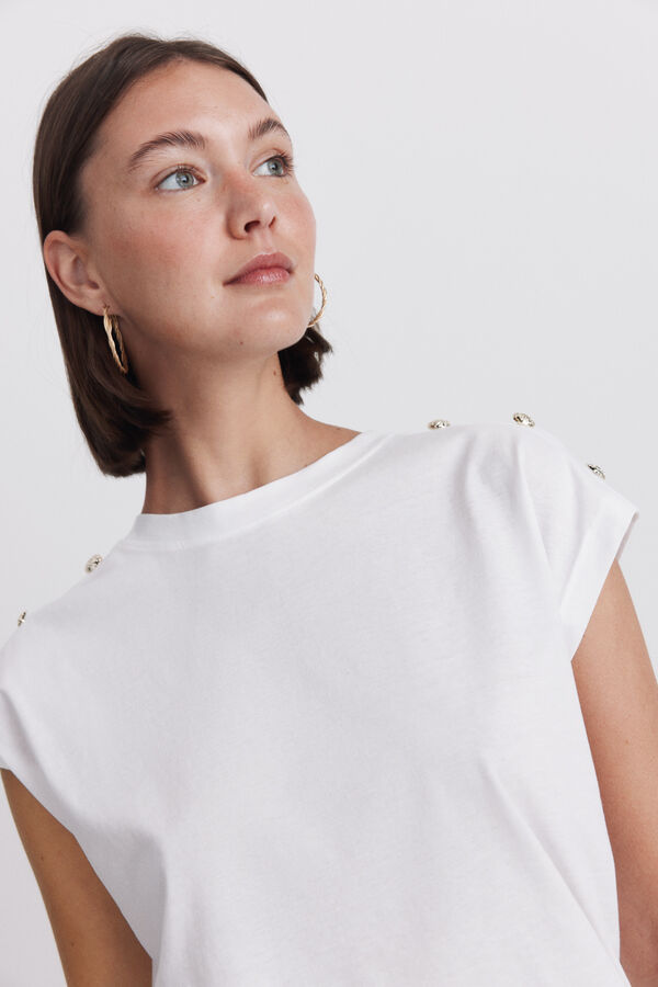 Springfield Gold button T-shirt white