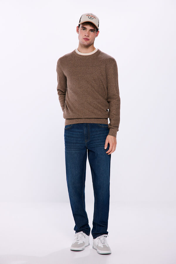 Springfield Two-tone textured jumper brown