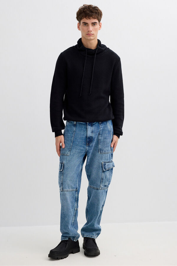 Inside High neck jersey-knit jumper black