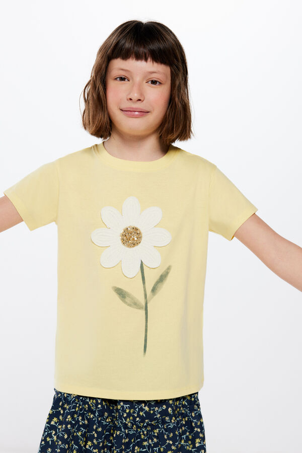 Springfield Girls' crochet daisies T-shirt mustard
