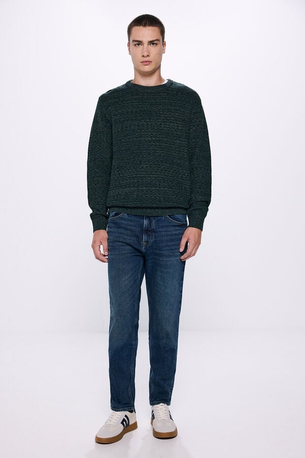 Springfield Textured twisted knit jumper green