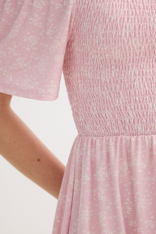 Inside Off-the-shoulder short dress pink