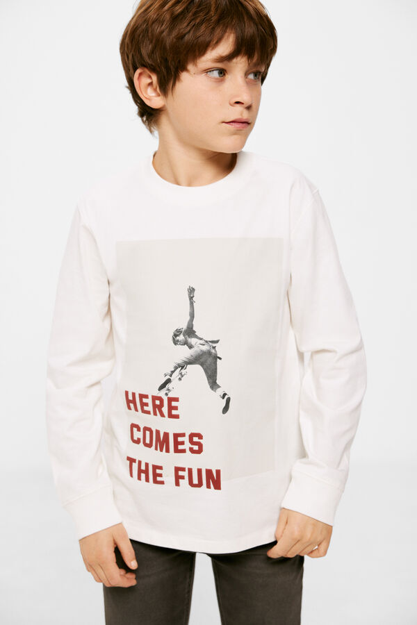 Springfield T-shirt grossa "here comes the fun" menino cru