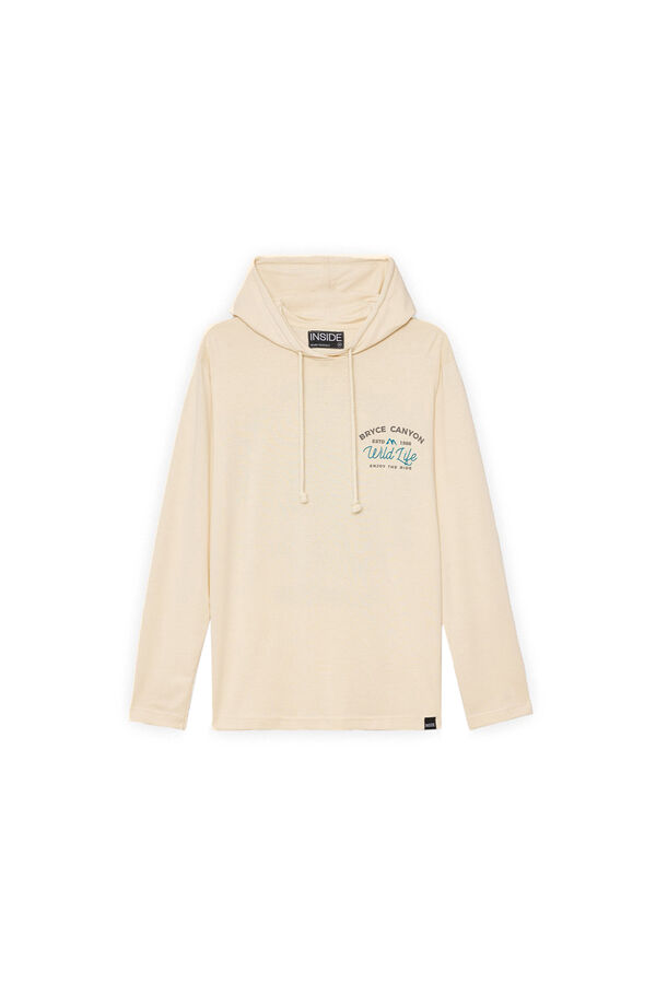 Inside T-shirt com capuz estampado cru