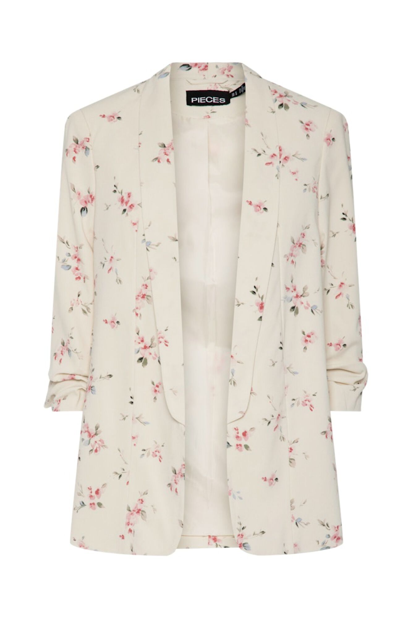 Pieces Blazer estampada floral con manga tres cuartos