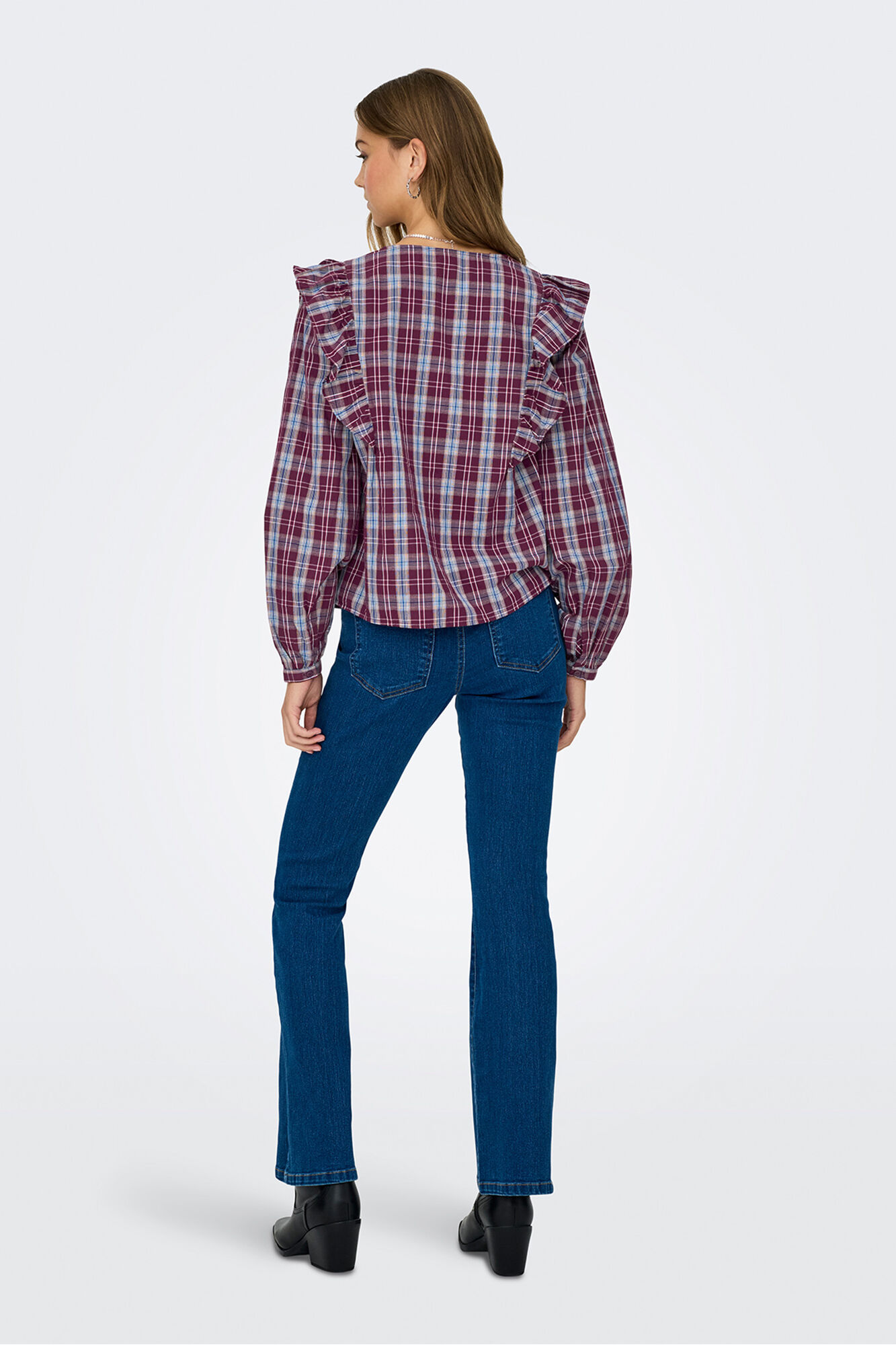 JDY Blusa de manga comprida com babados