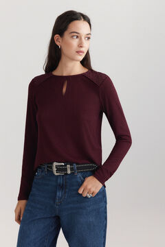 Springfield Crochet shoulder long sleeve T-shirt