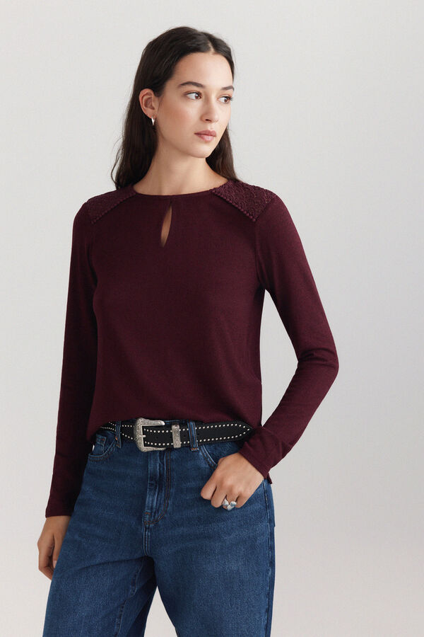 Springfield Crochet shoulder long sleeve T-shirt printed