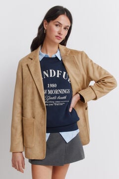 Springfield Blazer em camur&ccedil;a sint&eacute;tica