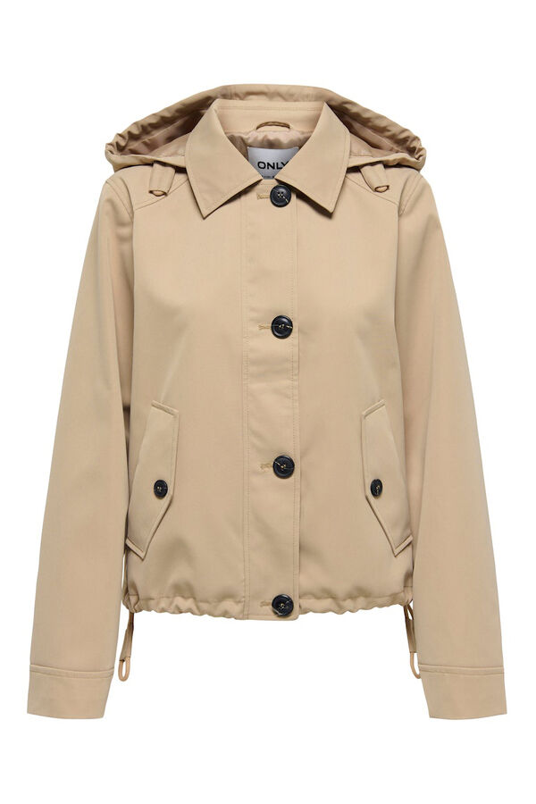 Only Short hooded parka brown