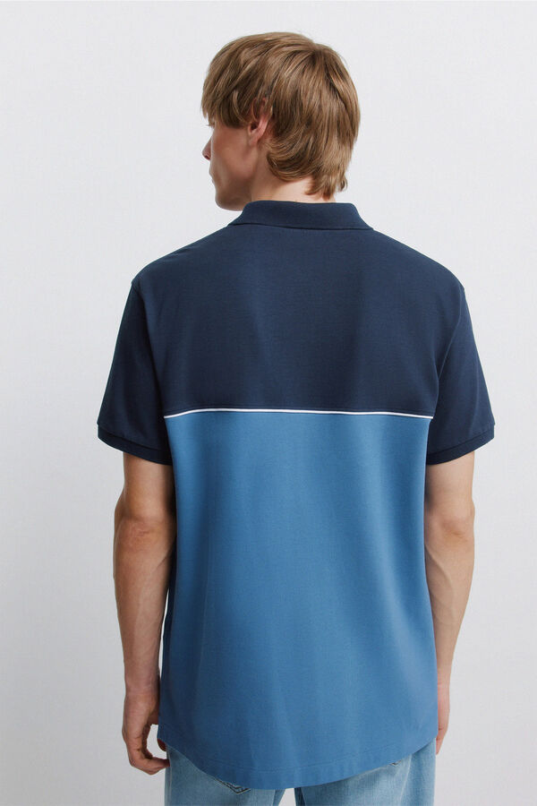 Springfield Colour block sport polo shirt blue