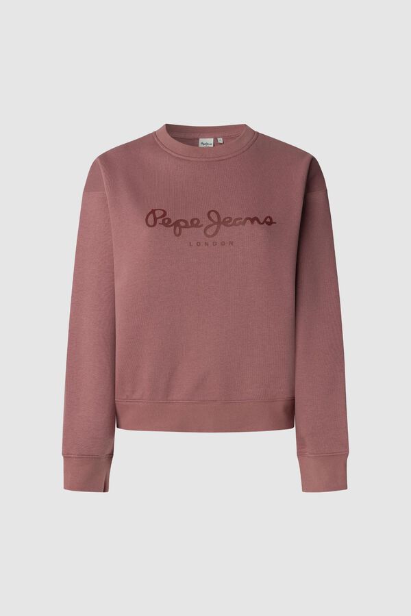 Pepe Jeans Sweatshirt Gola Redonda Com Logo rosa